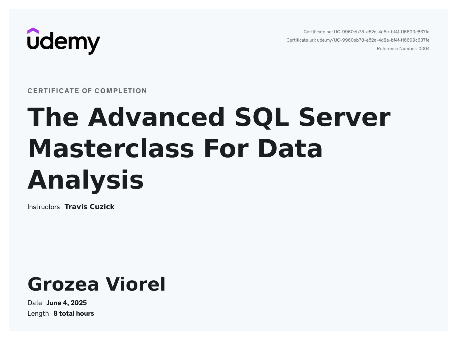 SQL Certificate